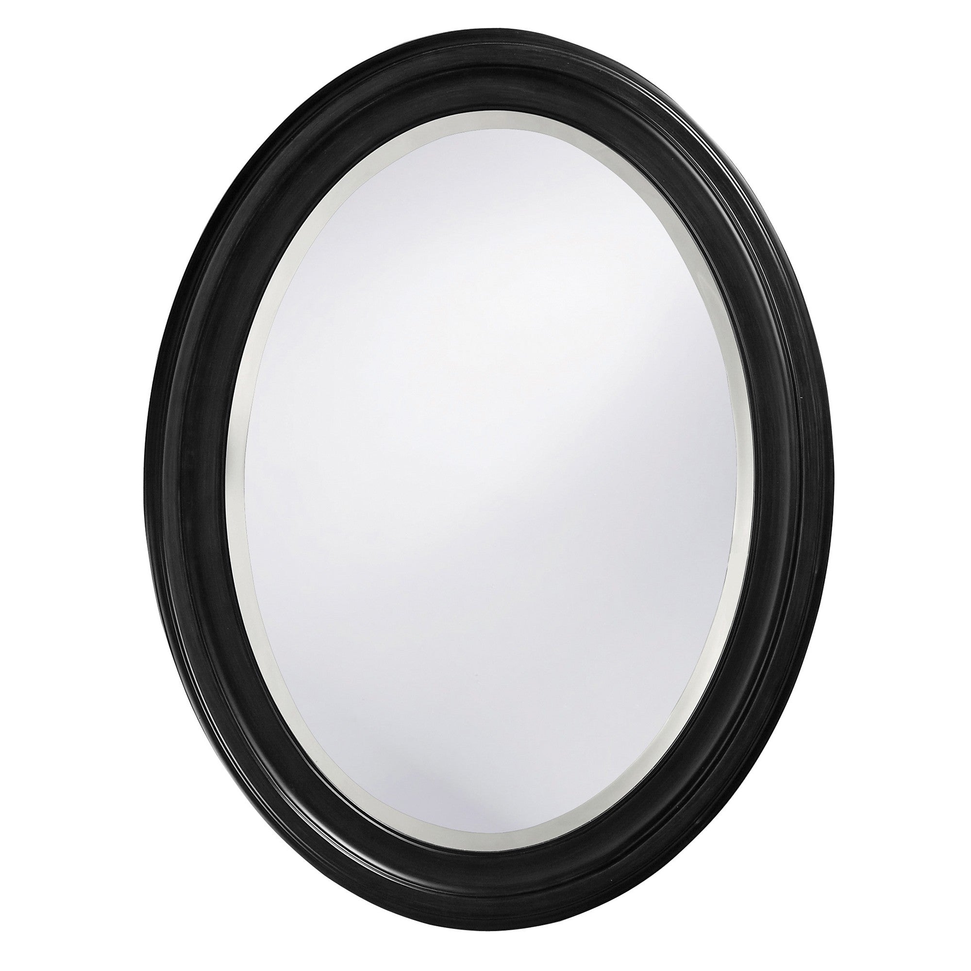 Oval Shaped Black Wood Frame Wall Mirror | 25