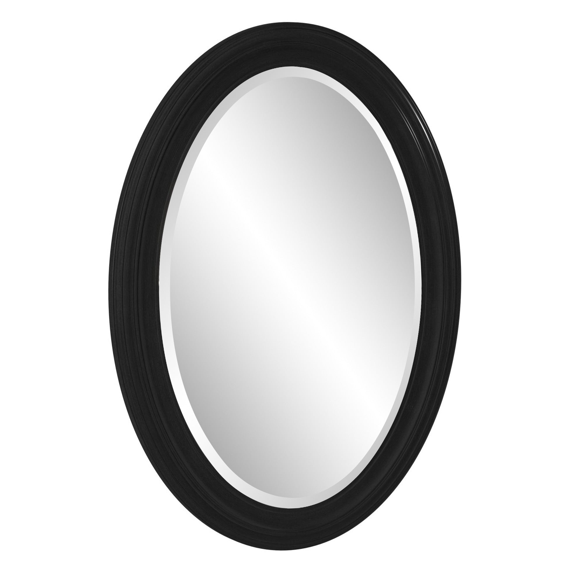 Oval Shaped Black Wood Frame Wall Mirror | 25