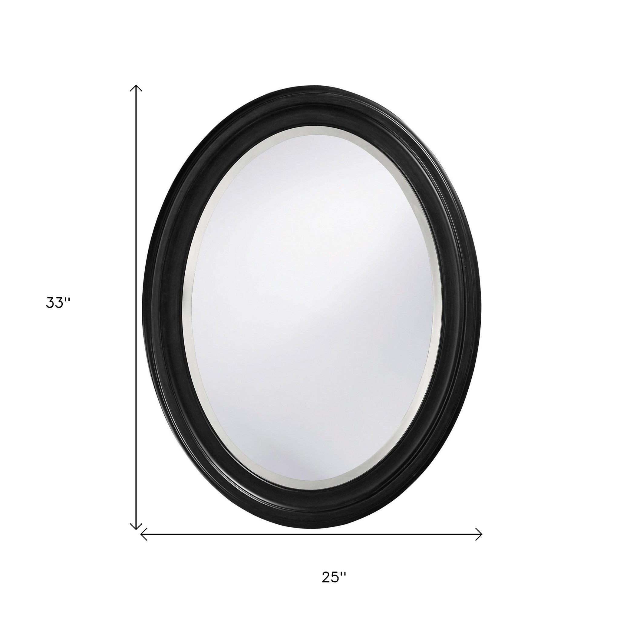 Oval Shaped Black Wood Frame Wall Mirror | 25