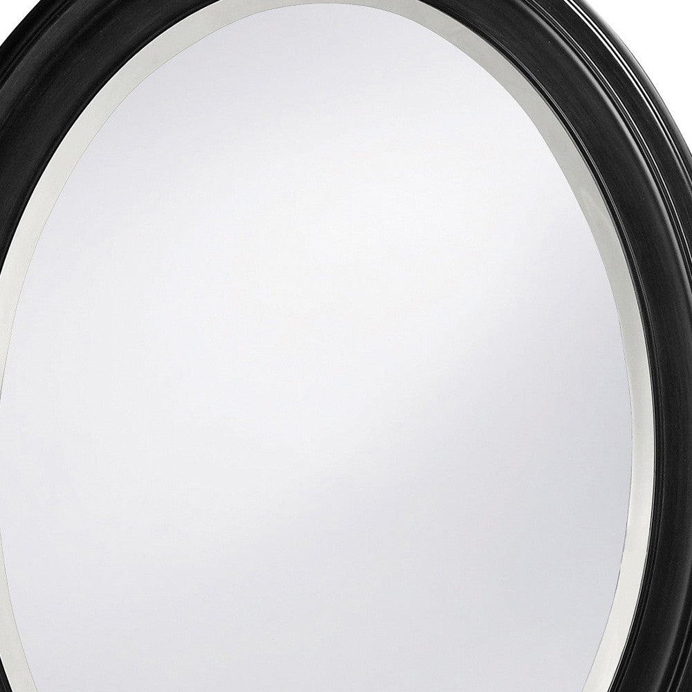 Oval Shaped Black Wood Frame Wall Mirror | 25