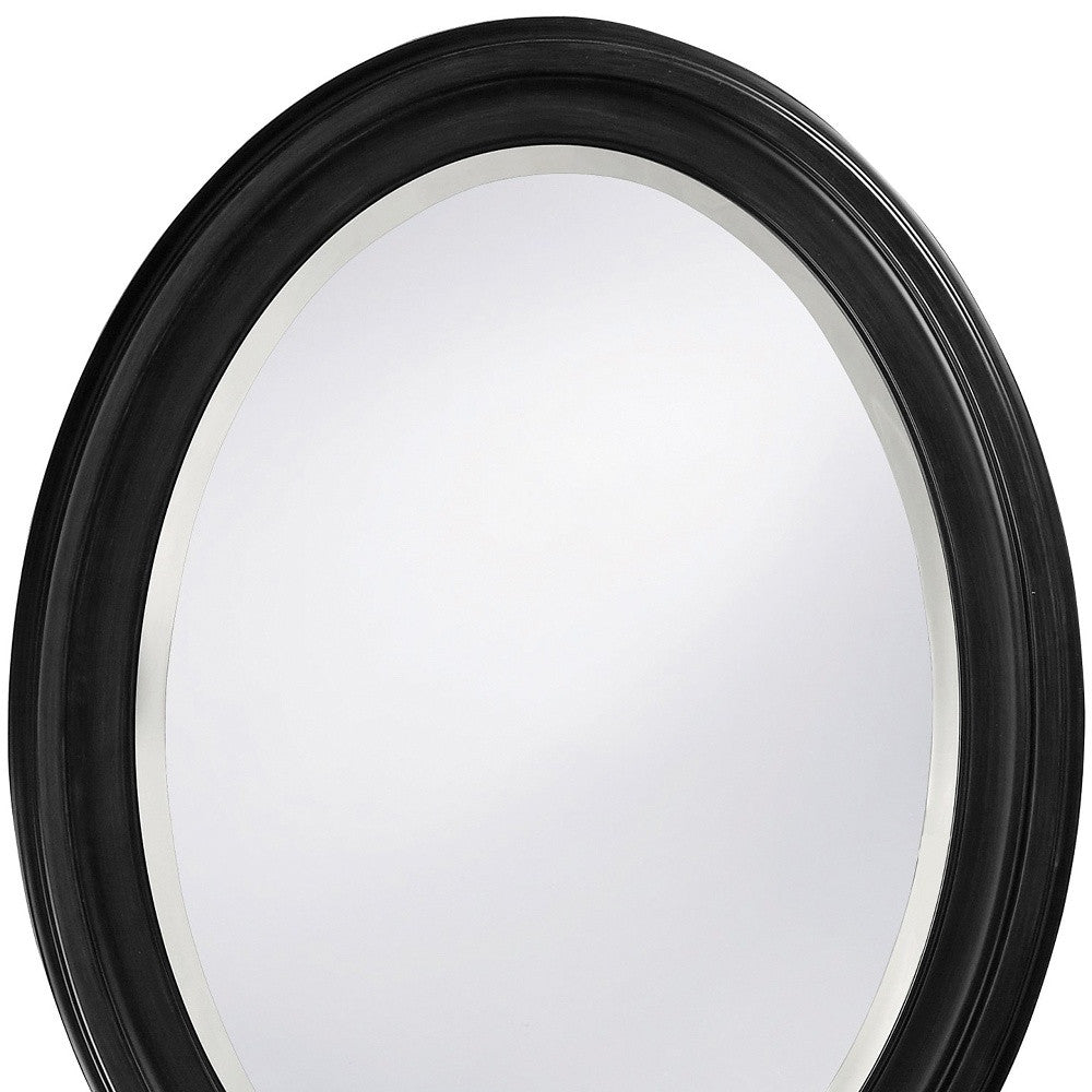 Oval Shaped Black Wood Frame Wall Mirror | 25