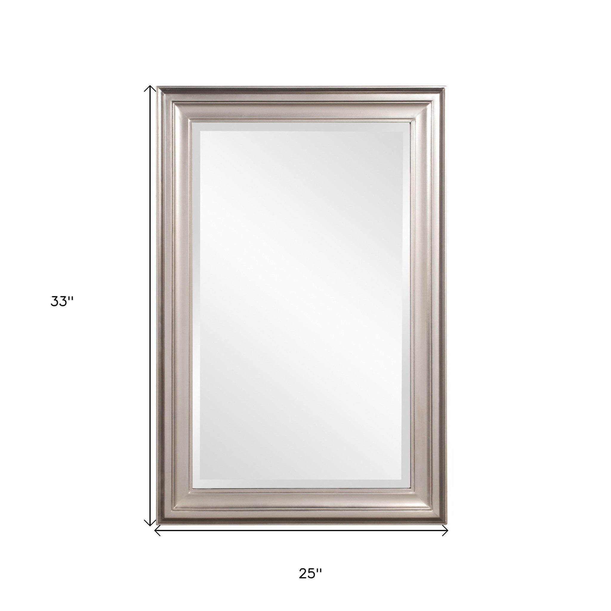 Rectangular Wall Mirror With Silver Leaf Wood Frame| 25