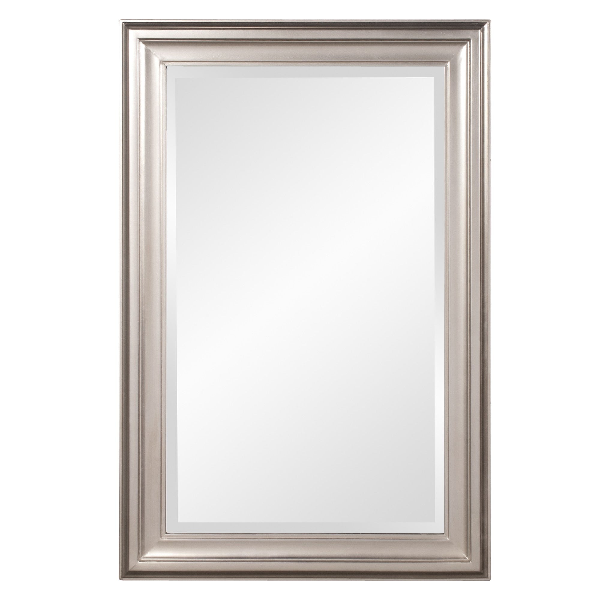 Rectangular Wall Mirror With Silver Leaf Wood Frame| 25