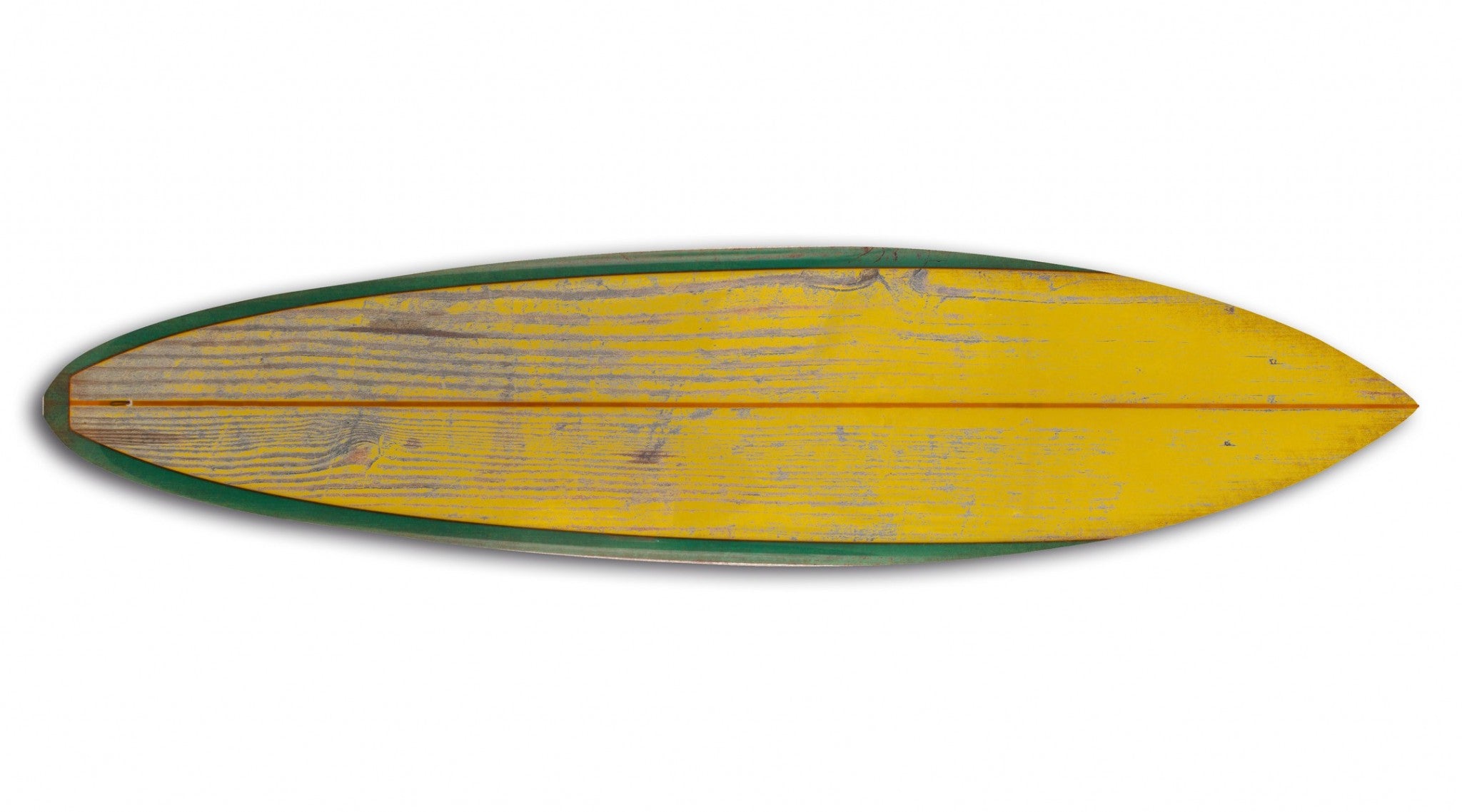 Distressed And Rustic Yellow Surfboard Wood Panel Wall Art | 18