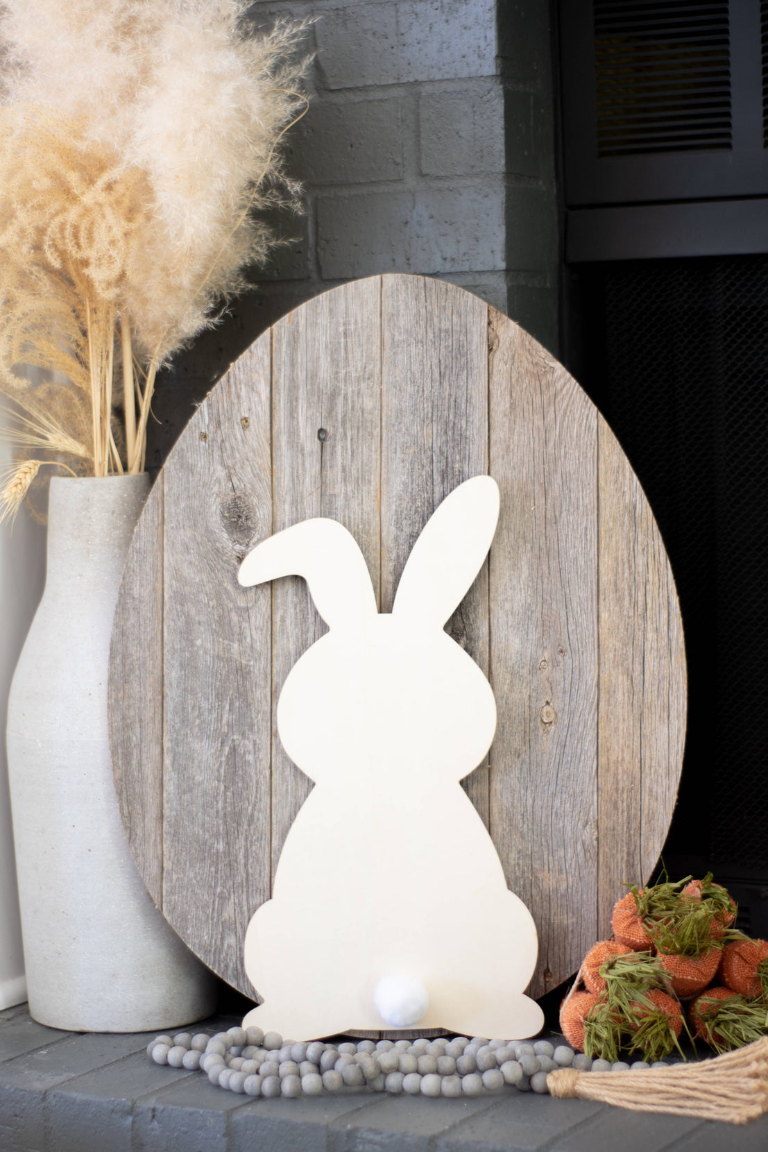 Rustic Farmhouse Gray Wooden Large Egg | 14