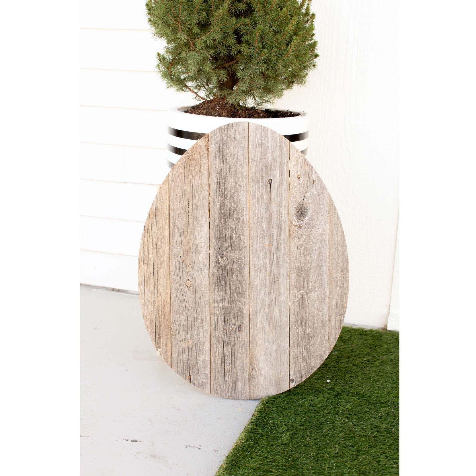 Rustic Farmhouse Gray Wooden Large Egg | 14