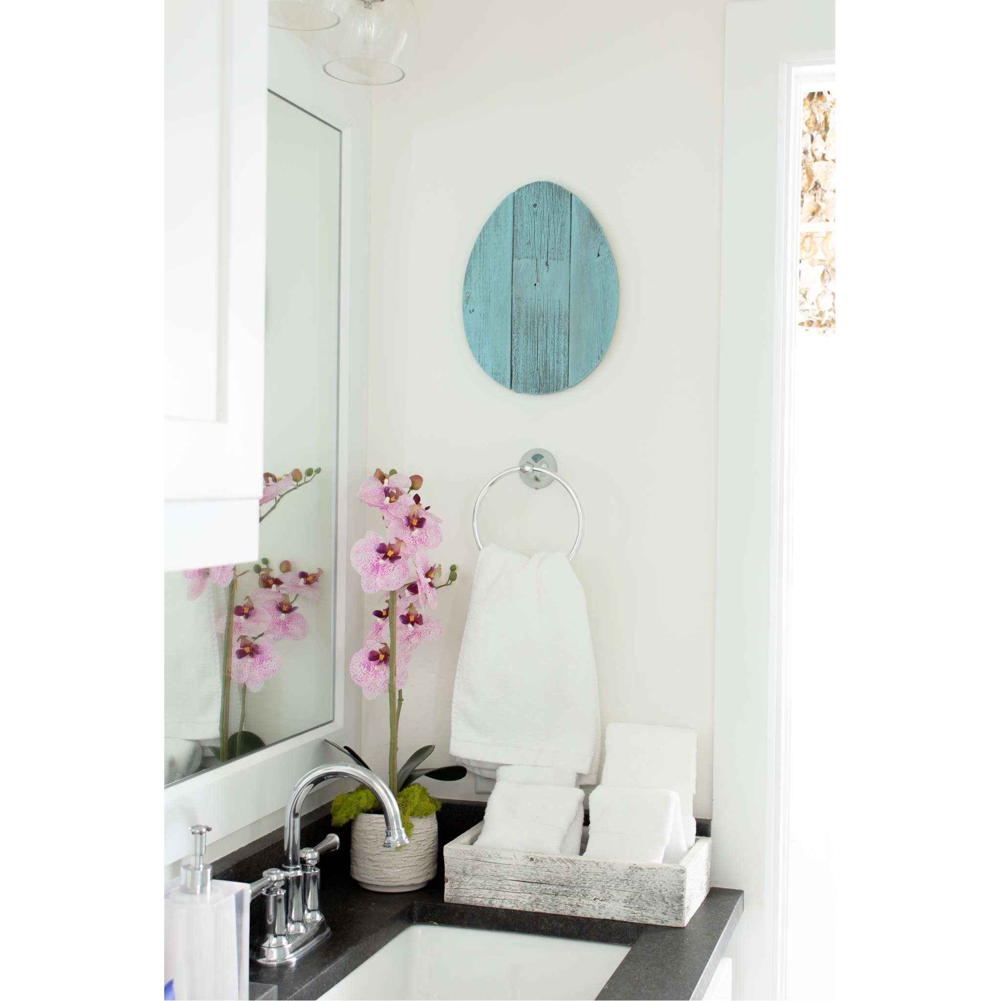 Farmhouse Turquoise Wooden Large Egg | 9