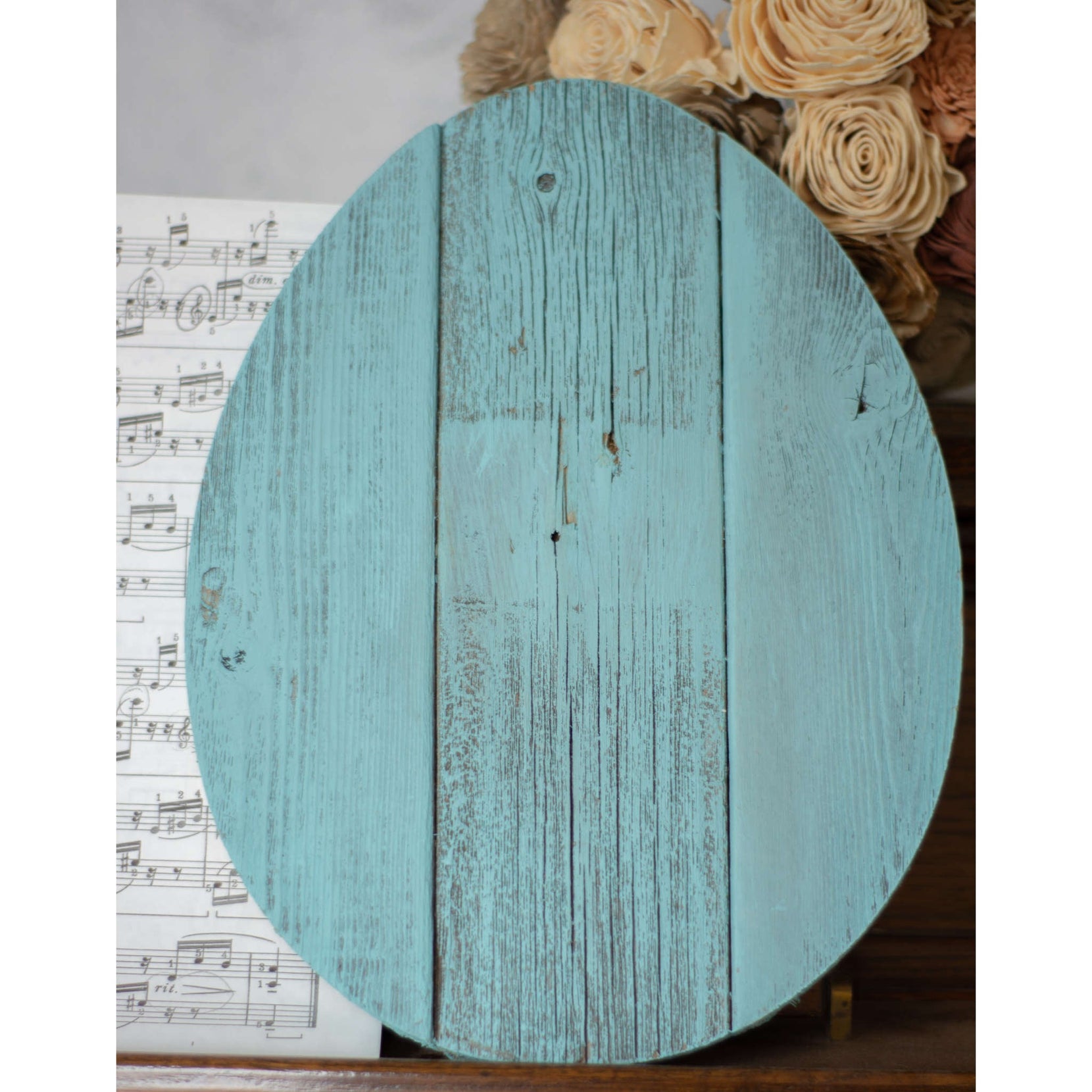 Farmhouse Turquoise Wooden Large Egg | 9