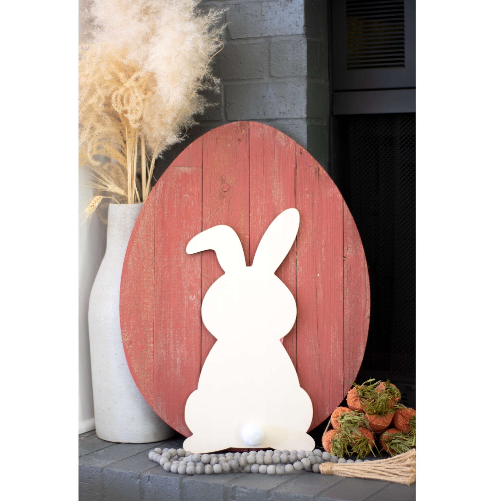 Farmhouse Red Wooden Large Egg | 9