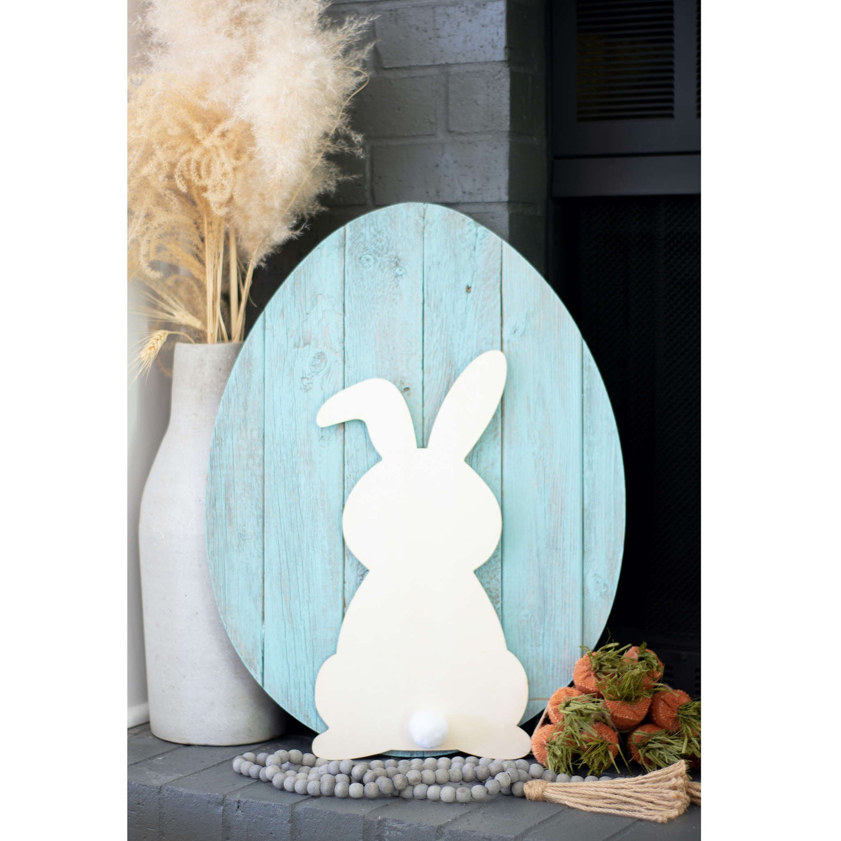 Rustic Farmhouse Turquoise Wooden Large Egg | 14