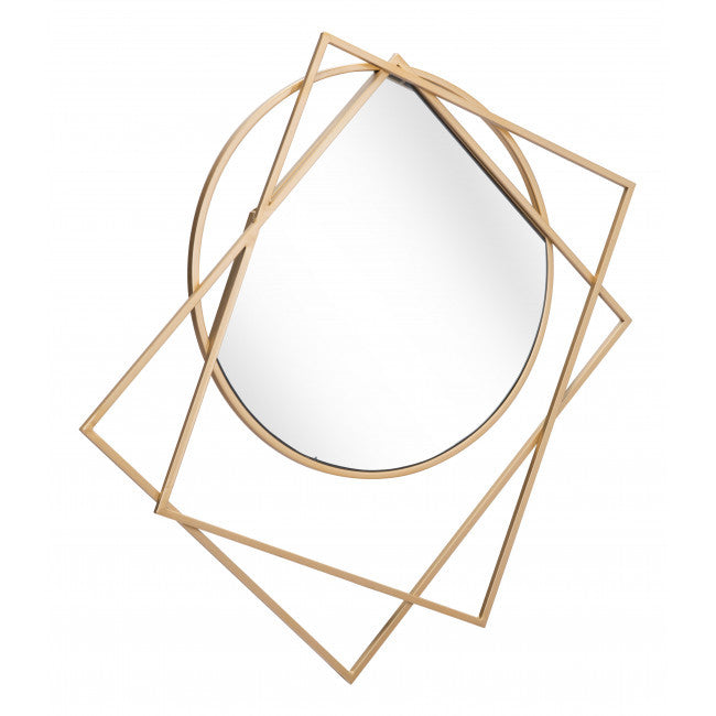 Geometric Overlaps Gold Finish Wall Mirror | 32