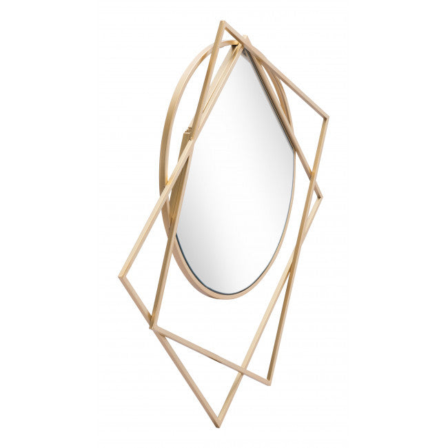 Geometric Overlaps Gold Finish Wall Mirror | 32