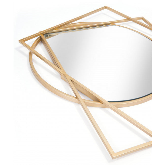 Geometric Overlaps Gold Finish Wall Mirror | 32