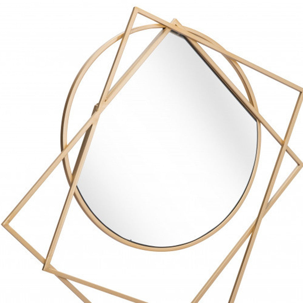 Geometric Overlaps Gold Finish Wall Mirror | 32