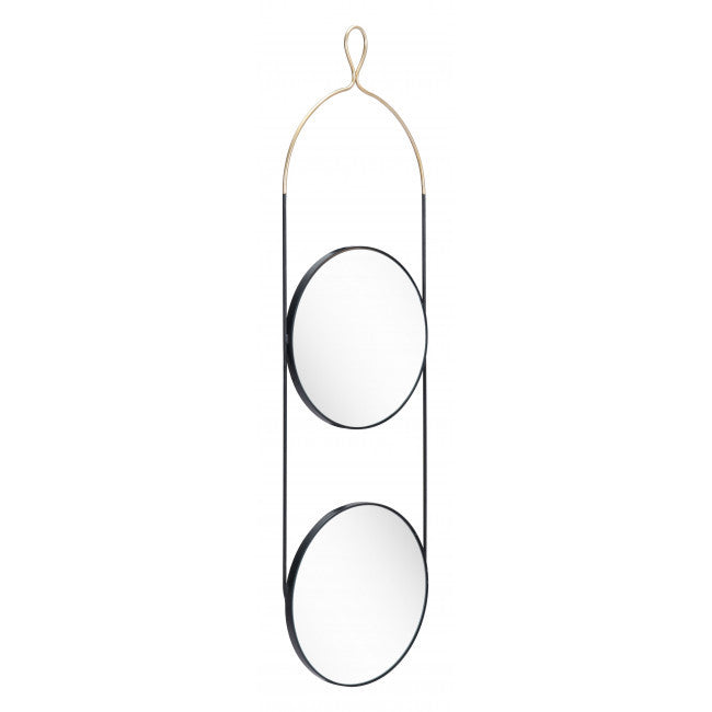 Gold and Black Round Accent Steel Wall Mirror | 12