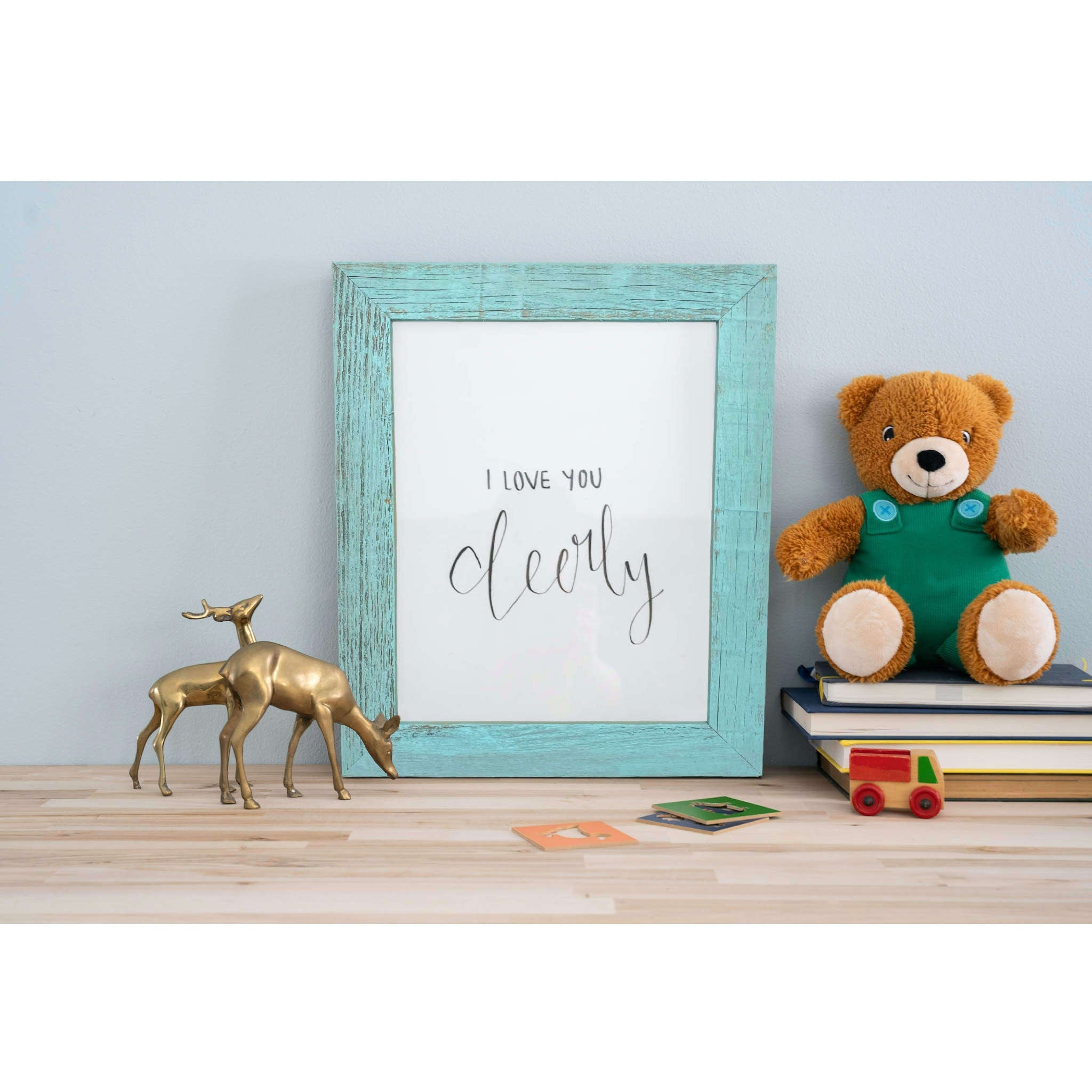 Rustic Farmhouse Light Aqua Blue Wood Frame | 24