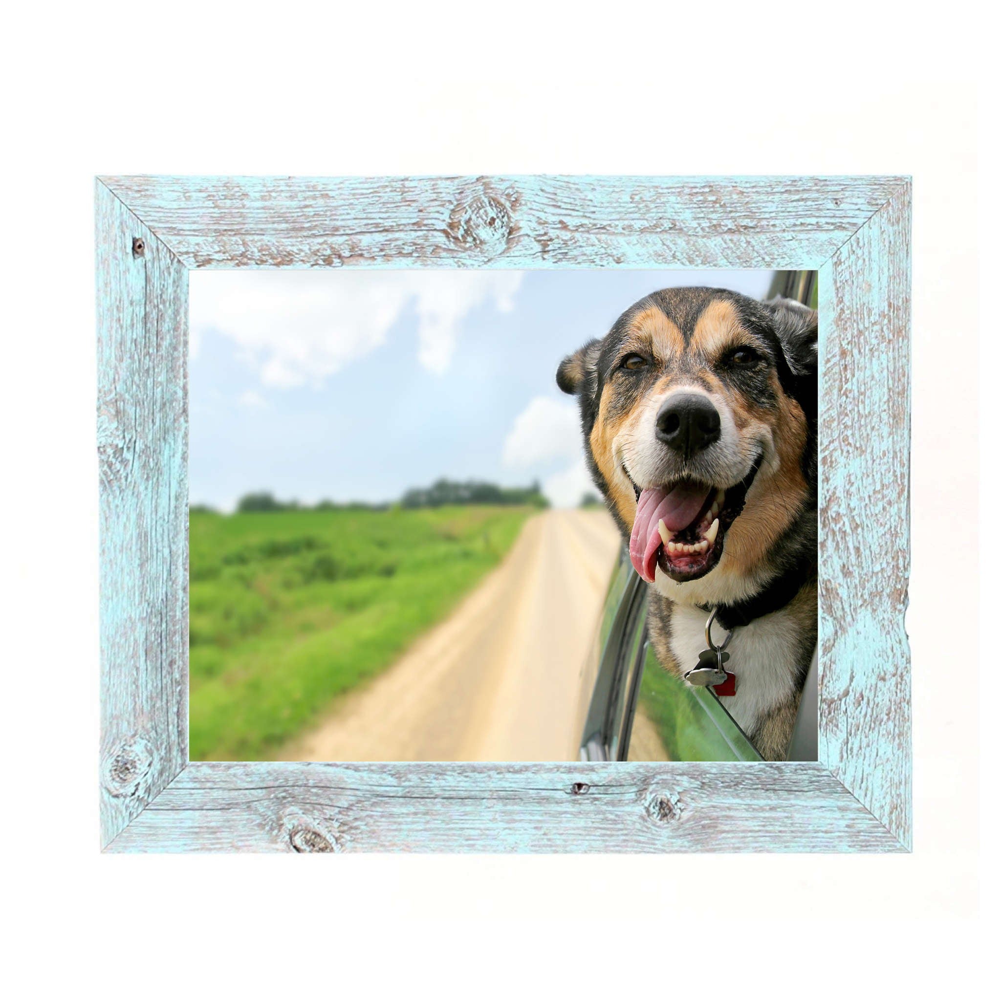 Rustic Farmhouse Light Aqua Blue Wood Frame | 24