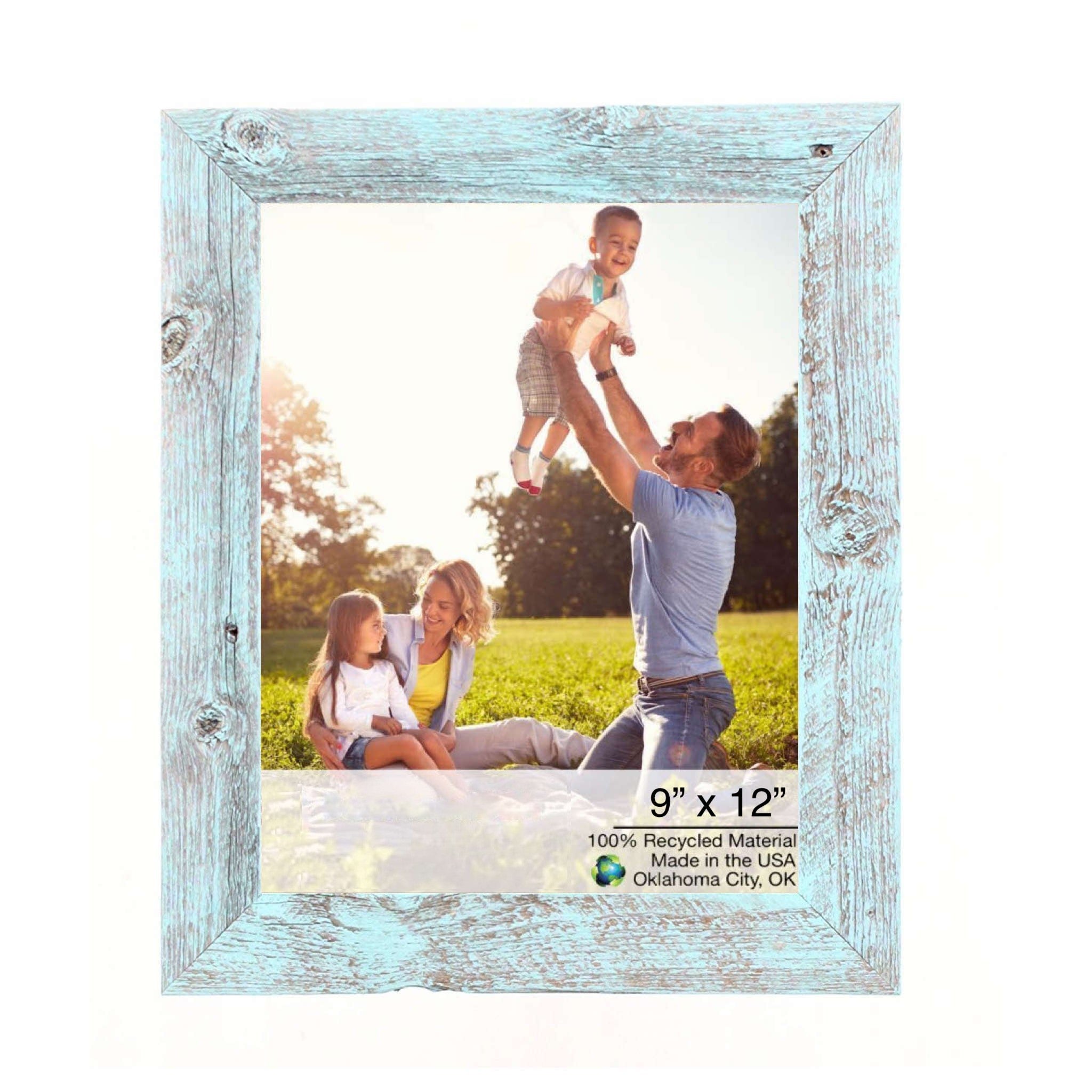 Rustic Farmhouse Light Aqua Blue Wood Frame | 9