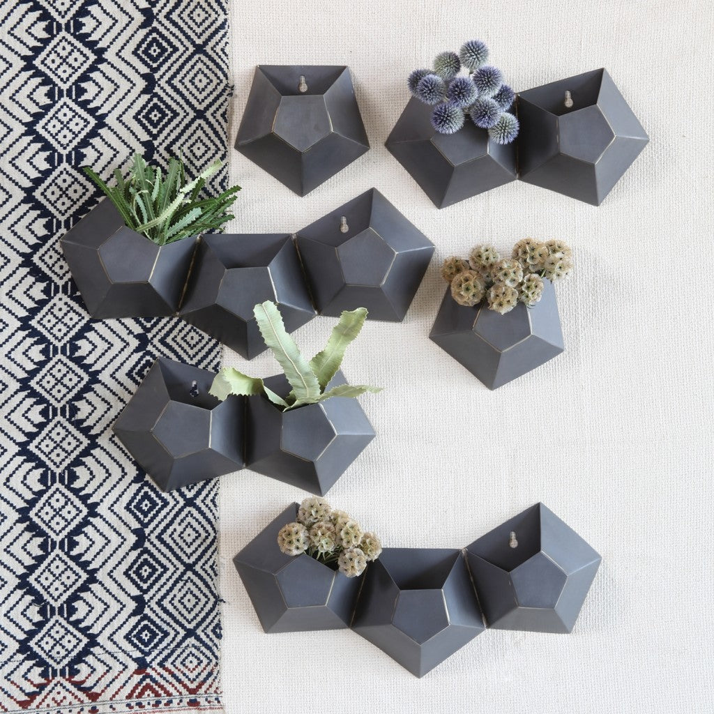 Double Pentagonal Iron Wall Vase | 6