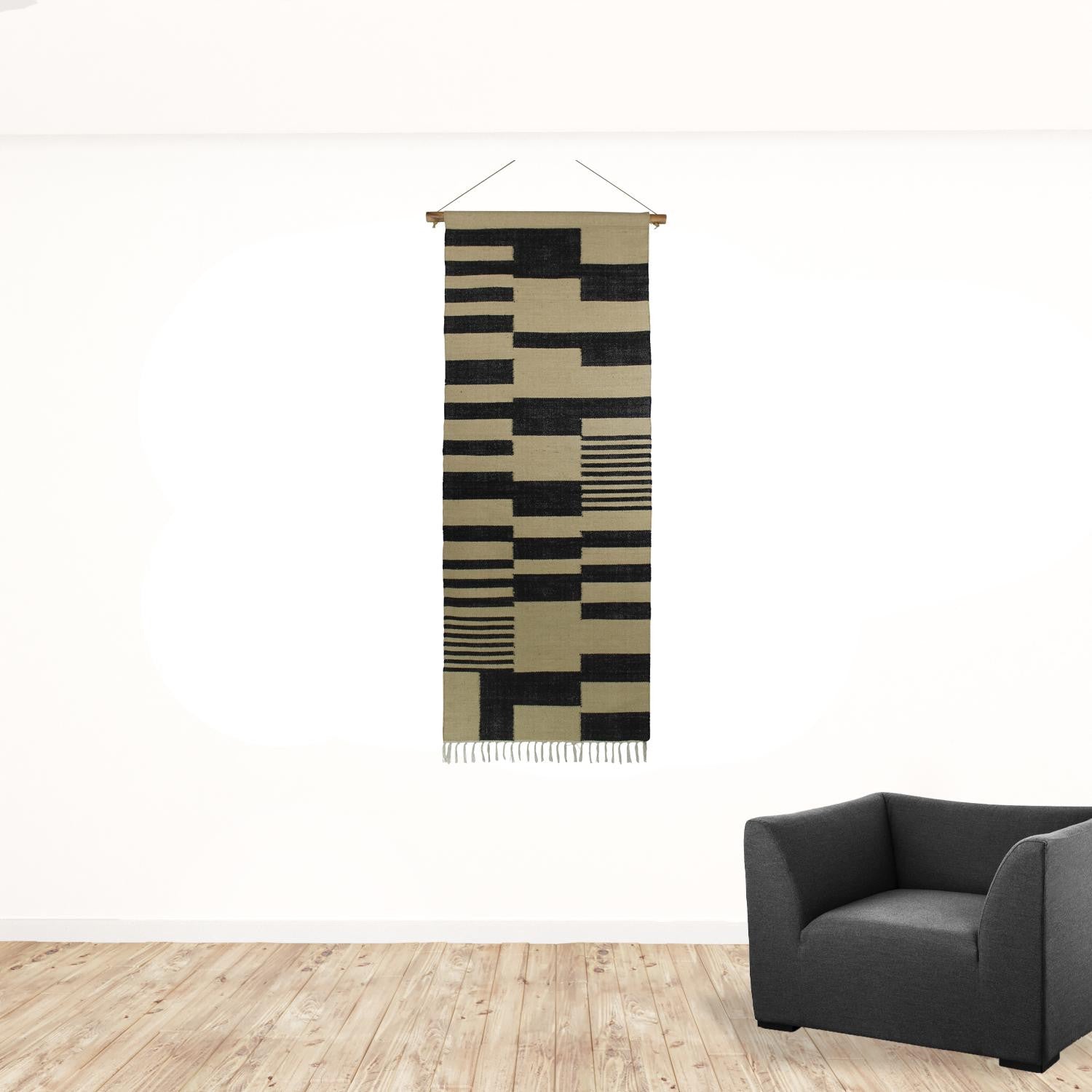 Black And Beige Jute Wall Hanging | 29