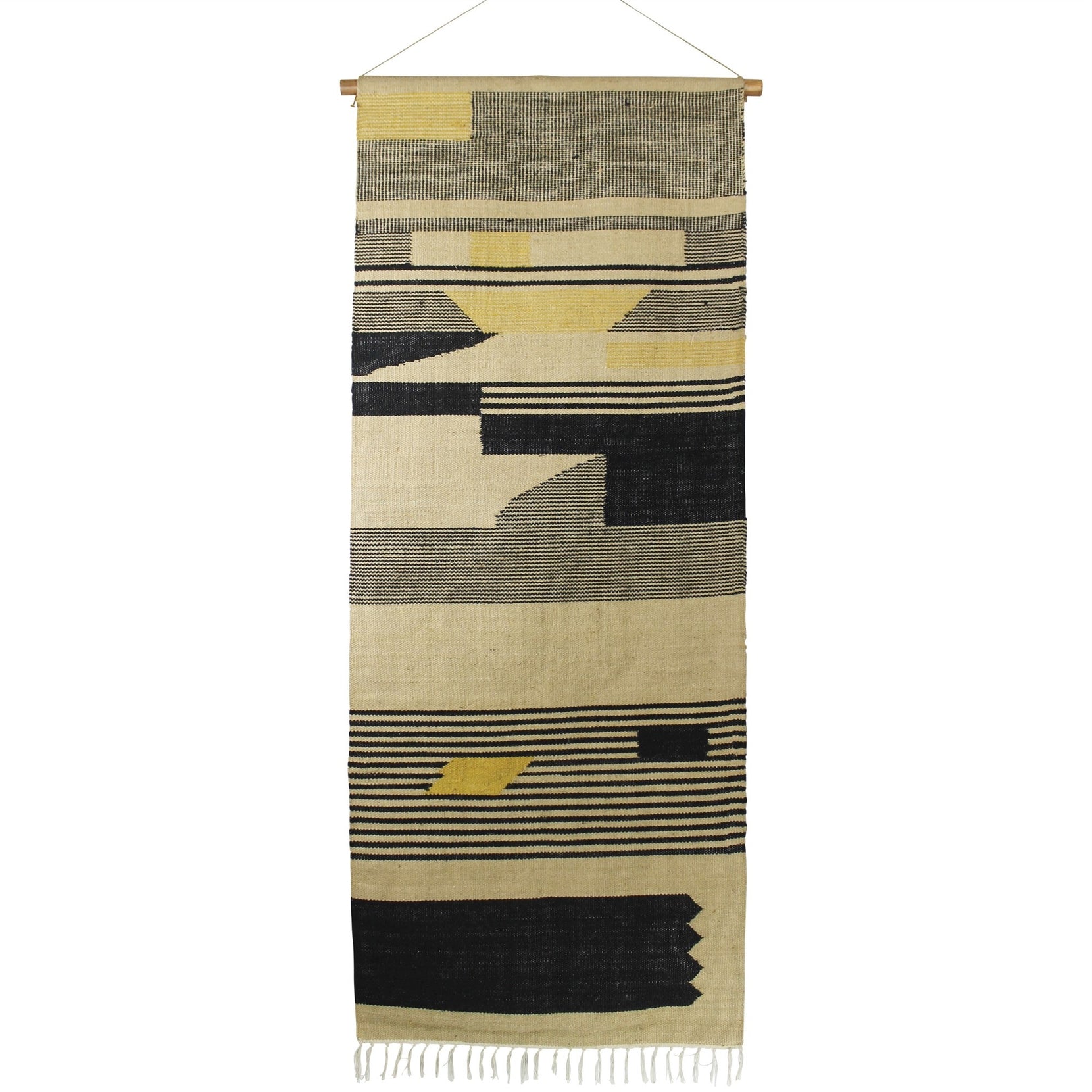 Black And Beige Angular Patterns Wall Hanging | 31