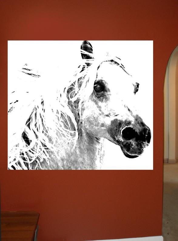 🐎 Tymeless Wonders Black & White Wild Horse Portrait Wall Decal (3 Sizes Available)