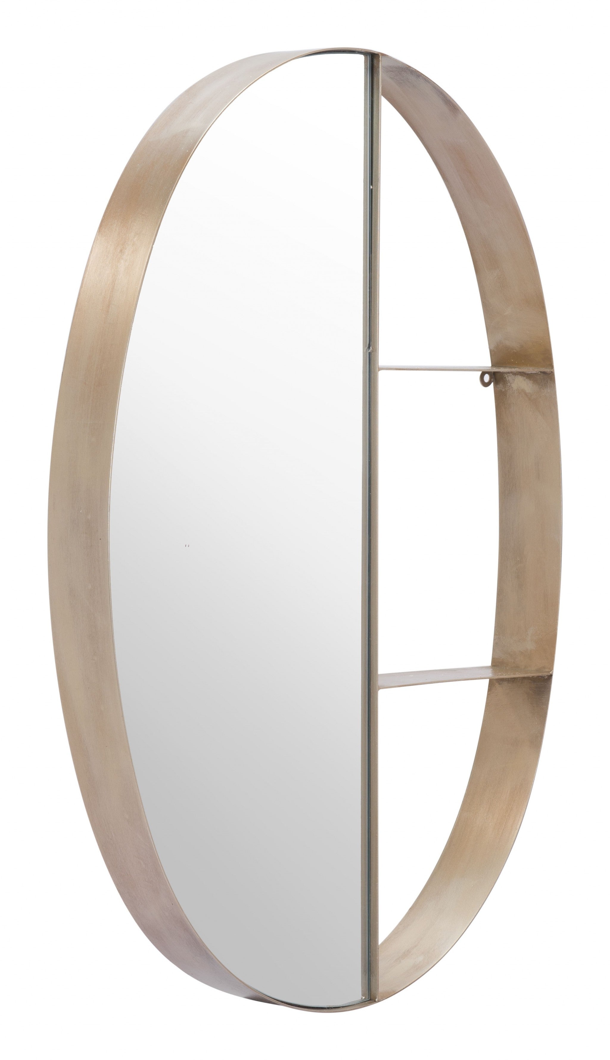 Oval Half Mirror Half Shelf Bronze Wall Mirror | 22