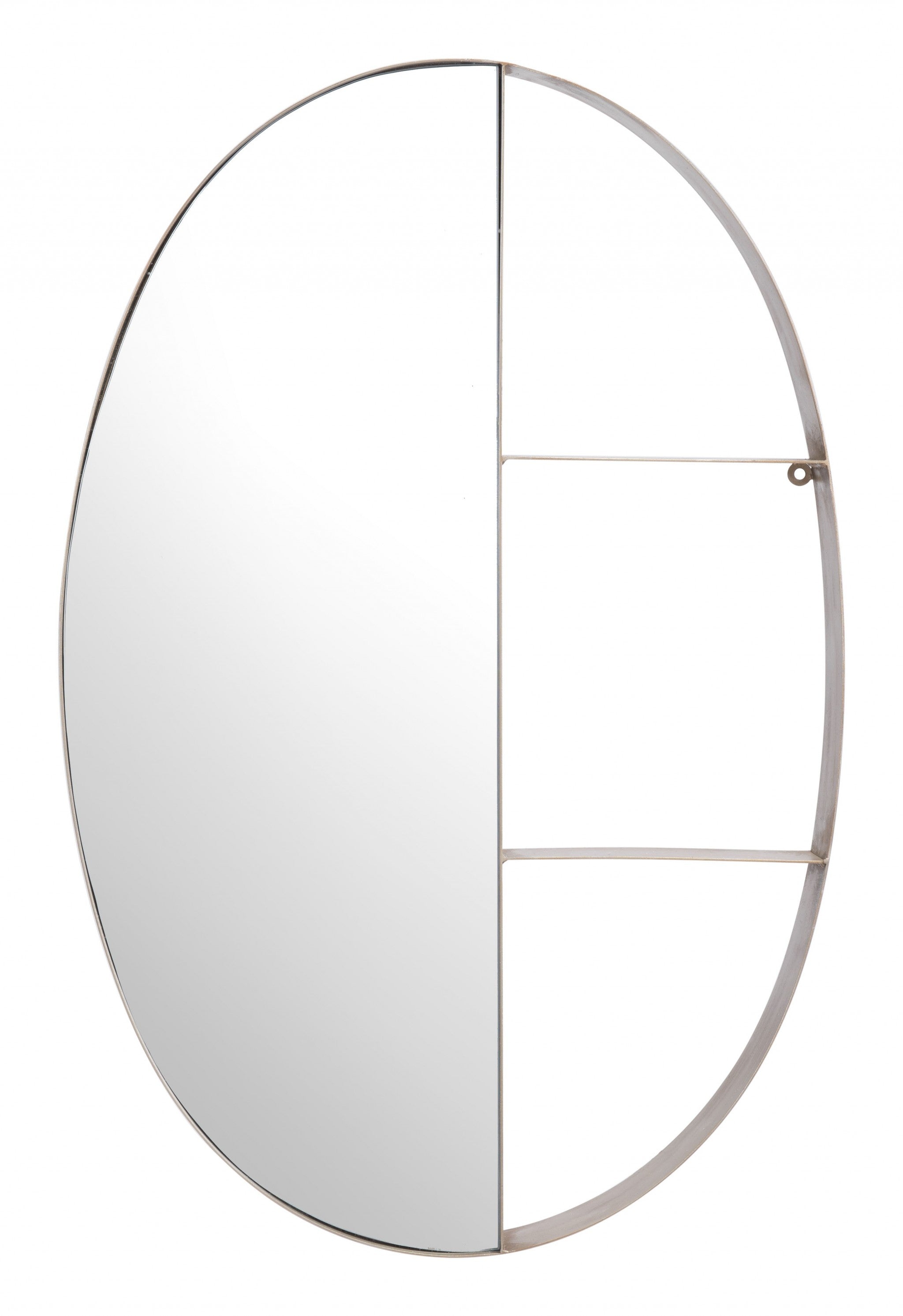 Oval Half Mirror Half Shelf Bronze Wall Mirror | 22