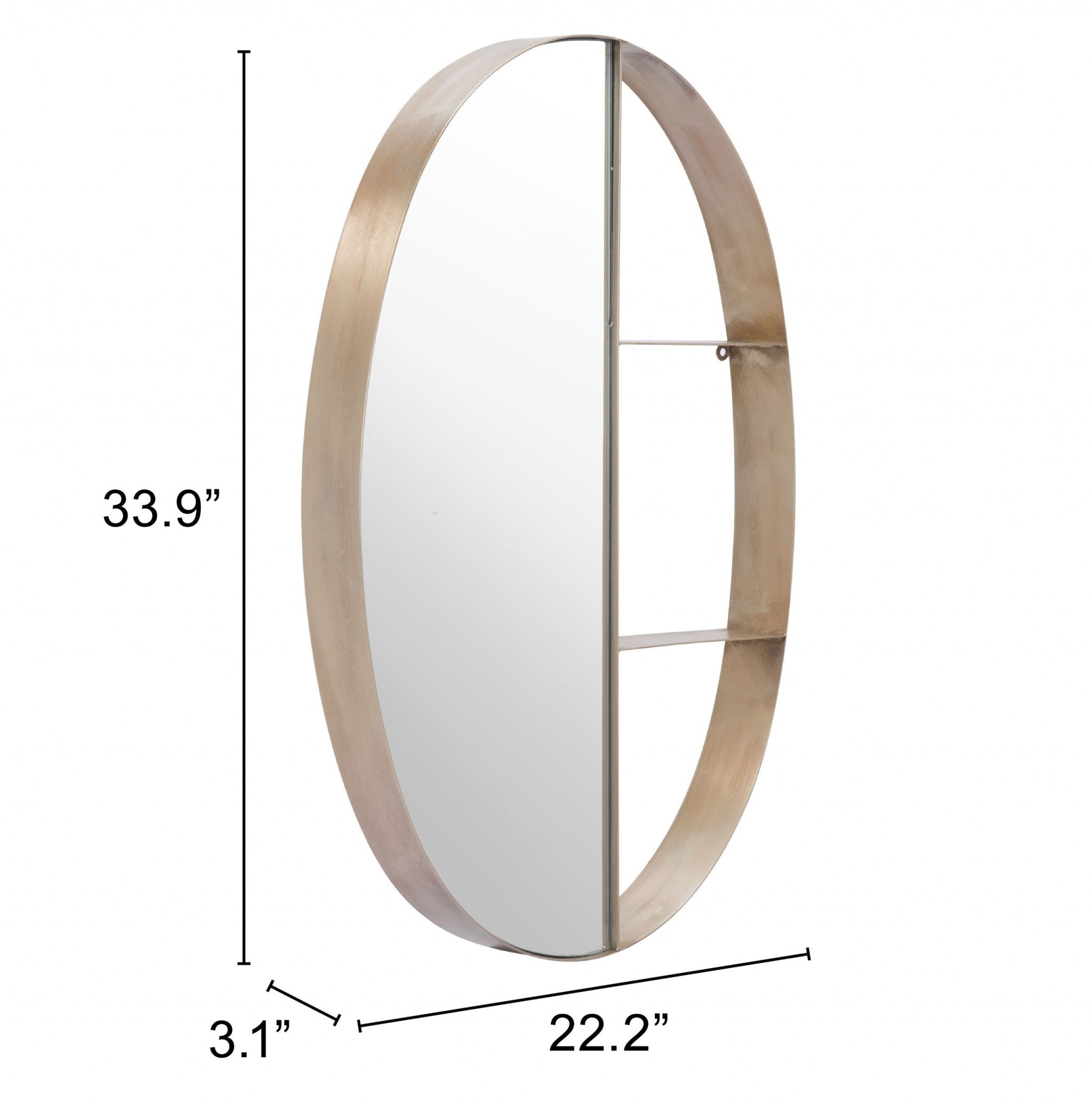 Oval Half Mirror Half Shelf Bronze Wall Mirror | 22