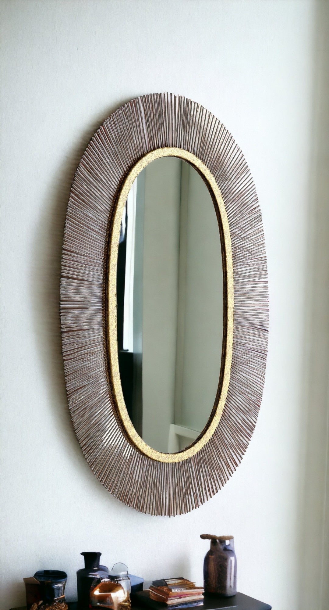 Black Oval Accent Wall Mirror | 24.5