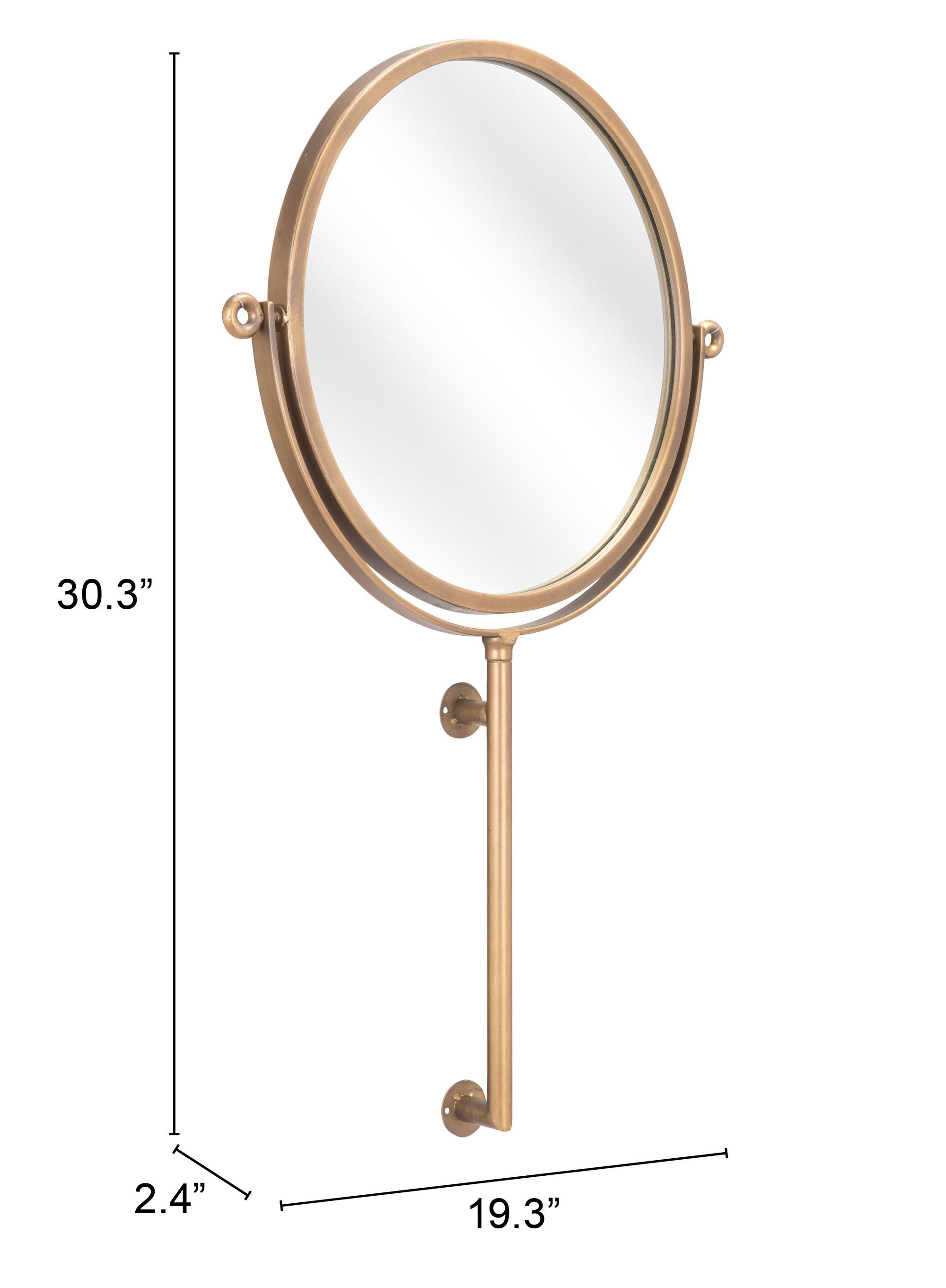 Gold Round Wall Mount Wall Mirror | 19