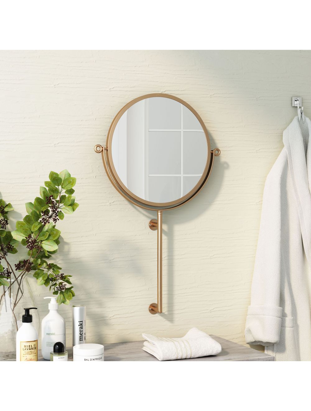 Gold Round Wall Mount Wall Mirror | 19