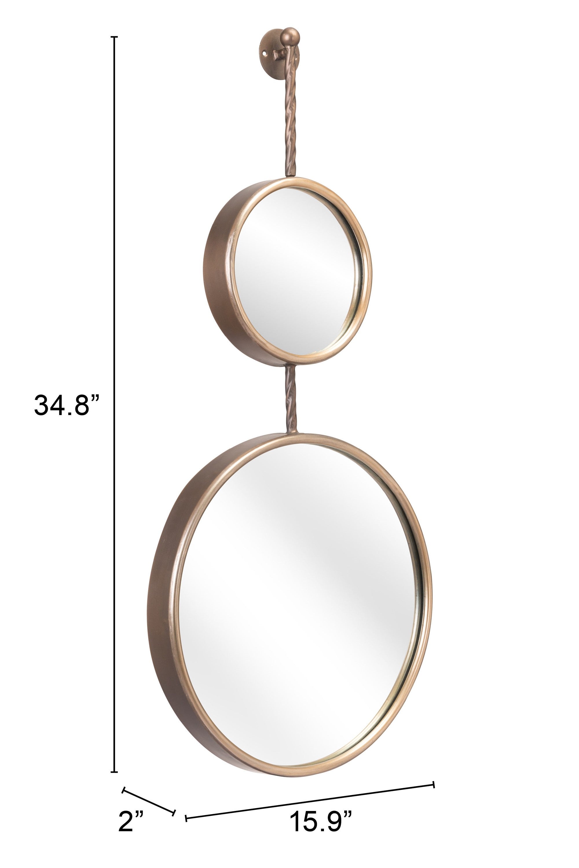 Gold Modern Hanging Wall Mirror Duo | 16