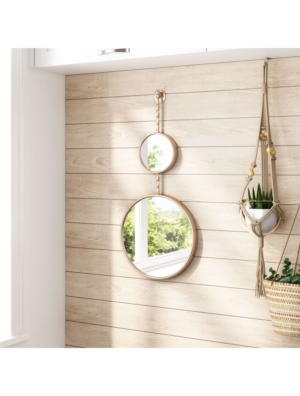 Gold Modern Hanging Wall Mirror Duo | 16