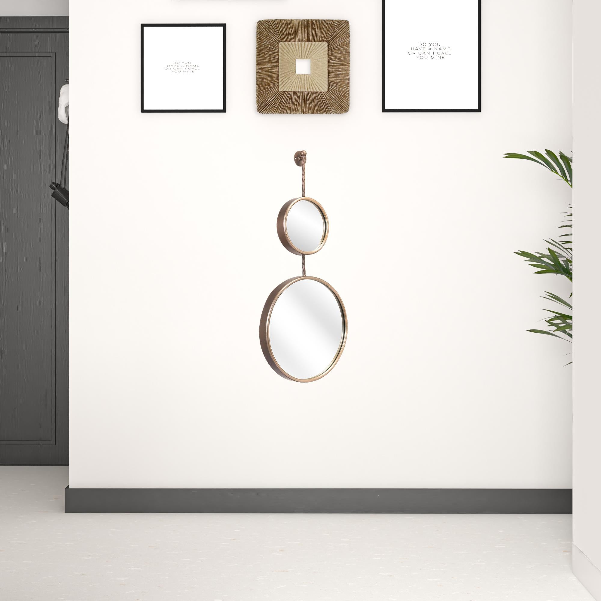 Gold Modern Hanging Wall Mirror Duo | 16