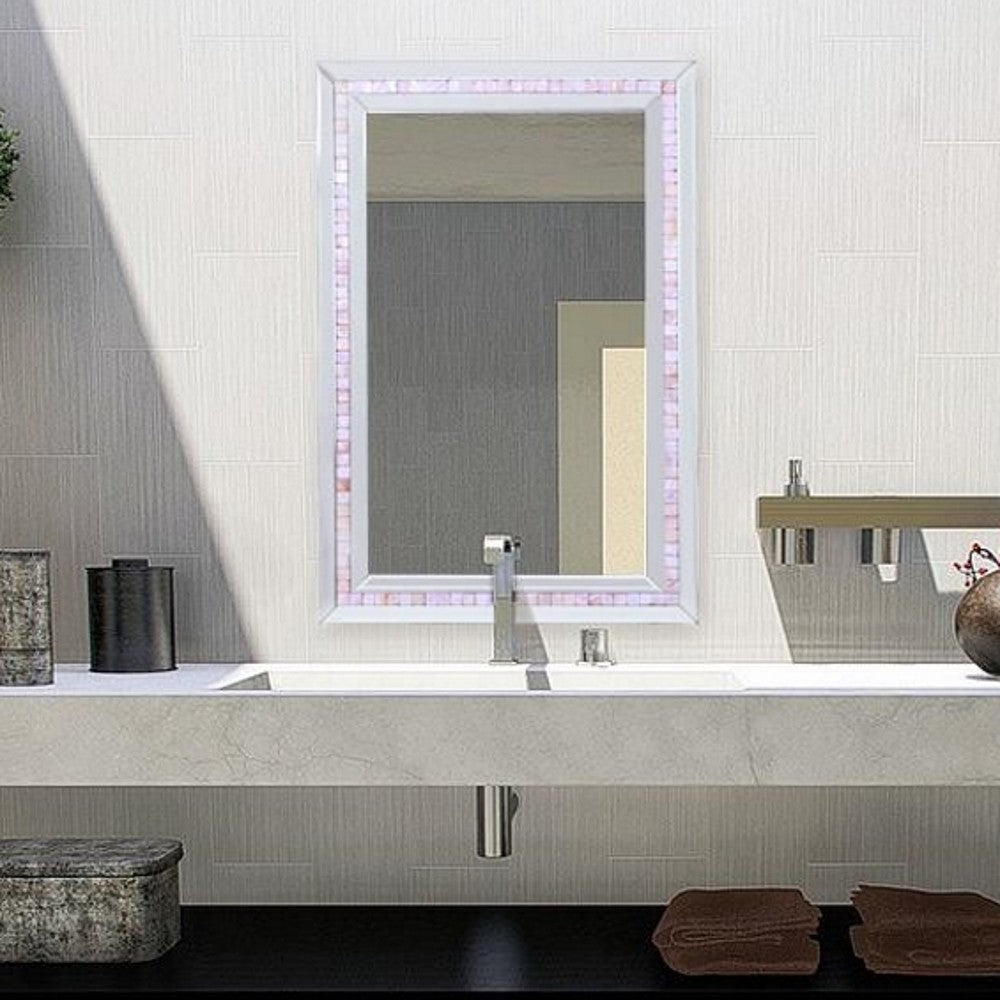 Silver Rectangle Tiled Accent Glass Wall Mirror | 24