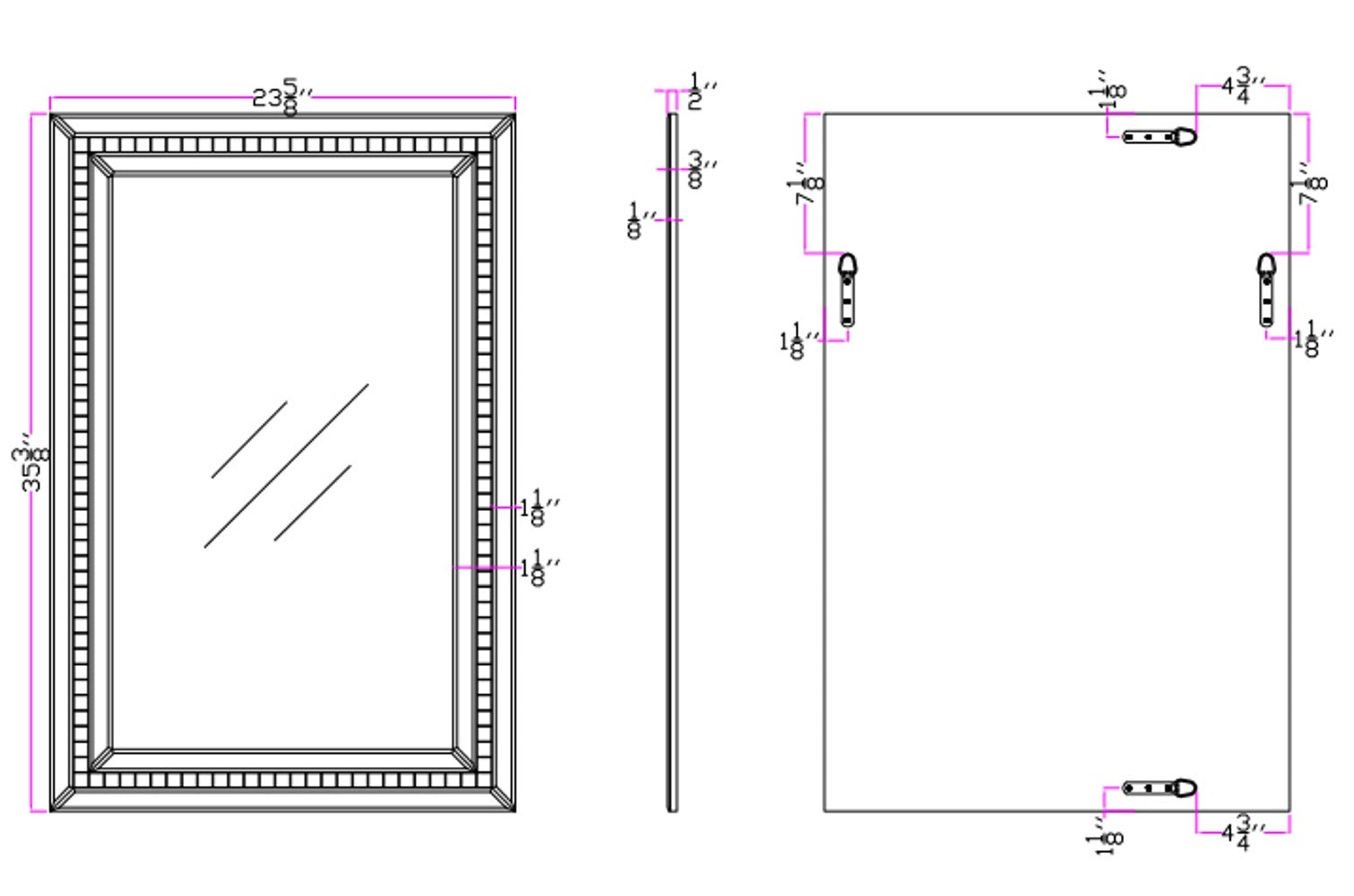 Silver Rectangle Tiled Accent Glass Wall Mirror | 24