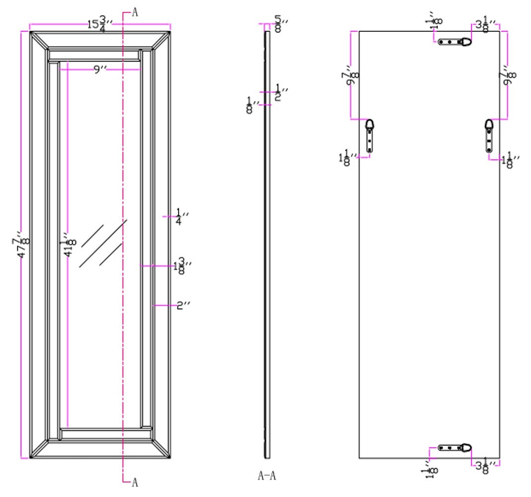 Clear Rectangle Full Length Hanging Glass Wall Mirror | 16