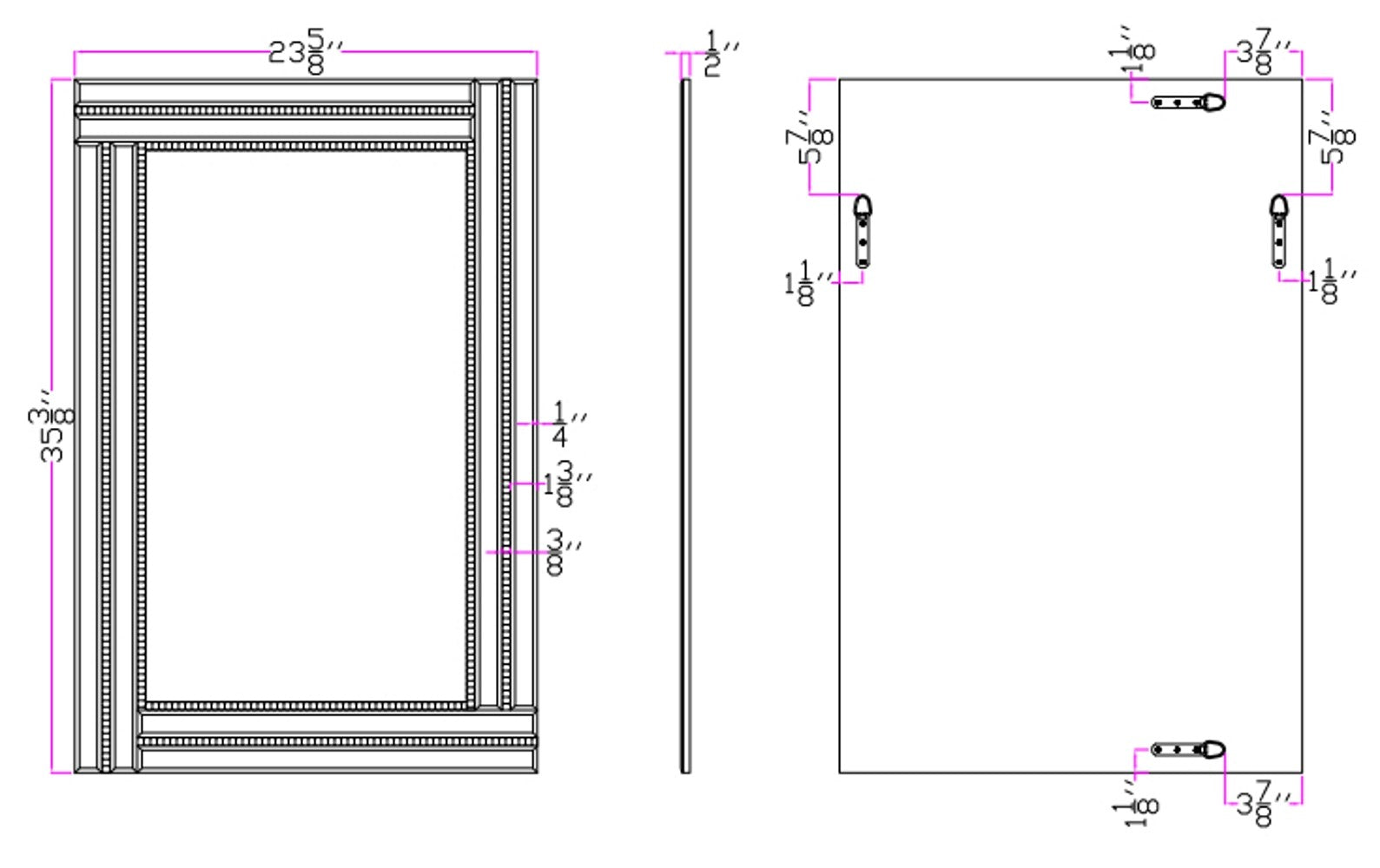 Silver Beaded Rectangle Accent Glass Wall Mirror | 24