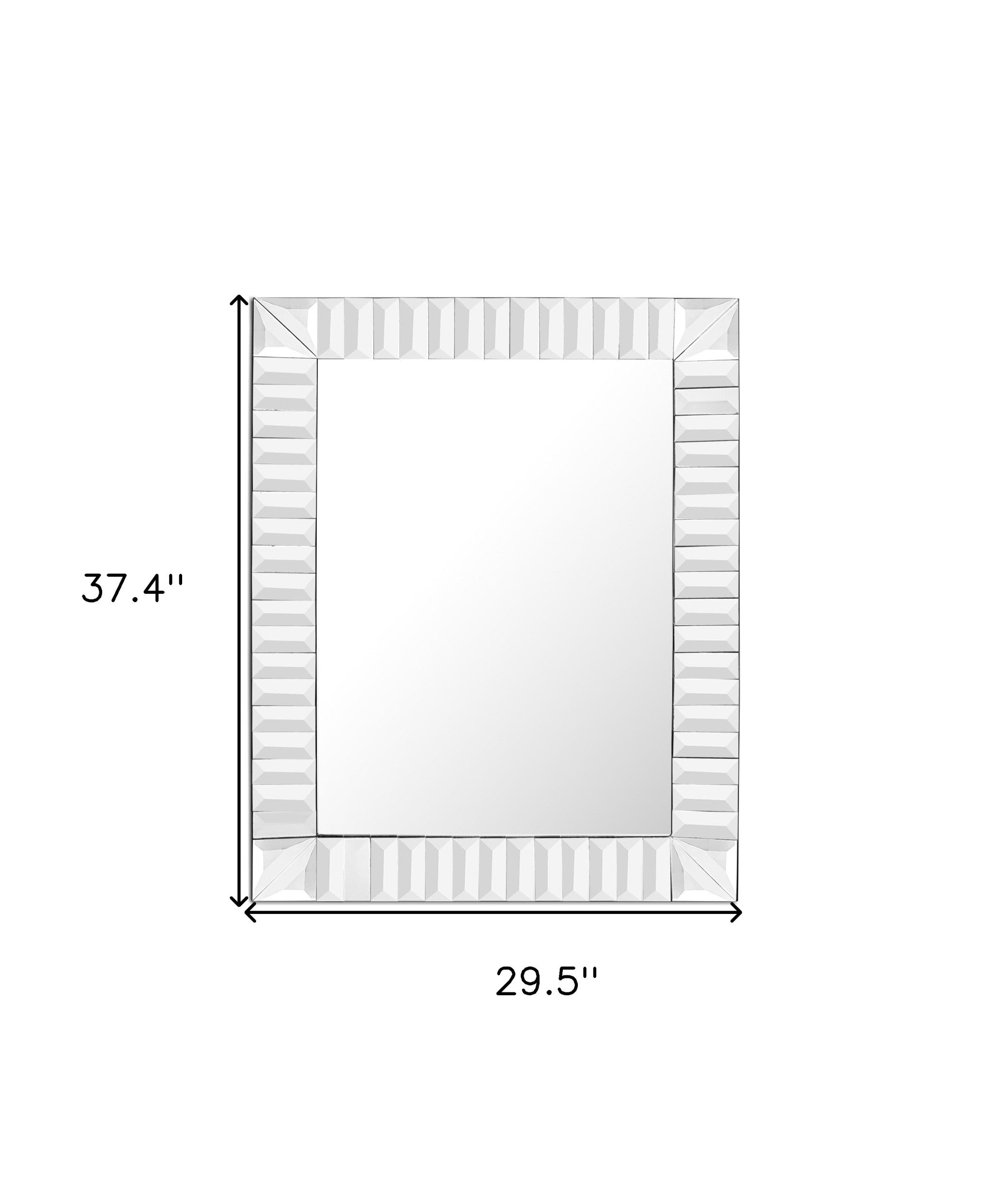 Clear Rectangle Chiseled Accent Glass Wall Mirror | 29.5