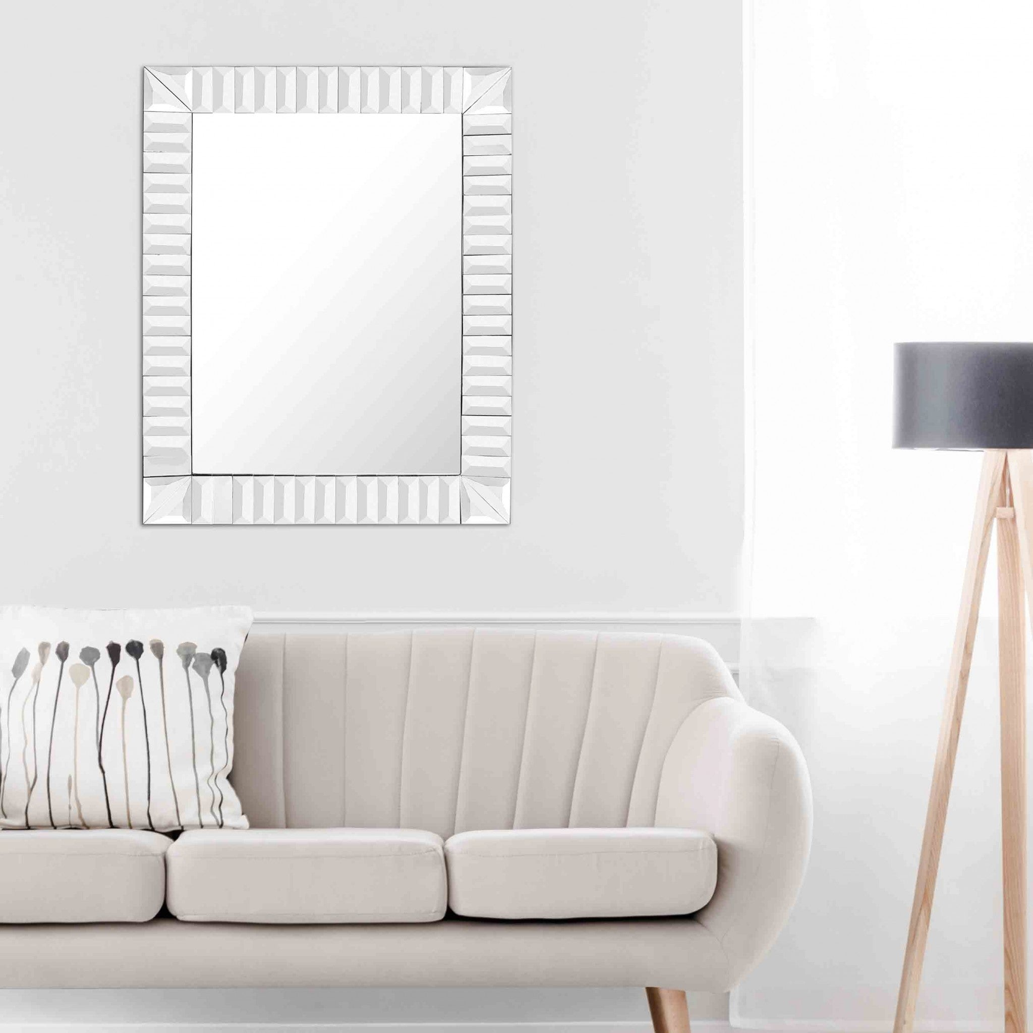 Clear Rectangle Chiseled Accent Glass Wall Mirror | 29.5