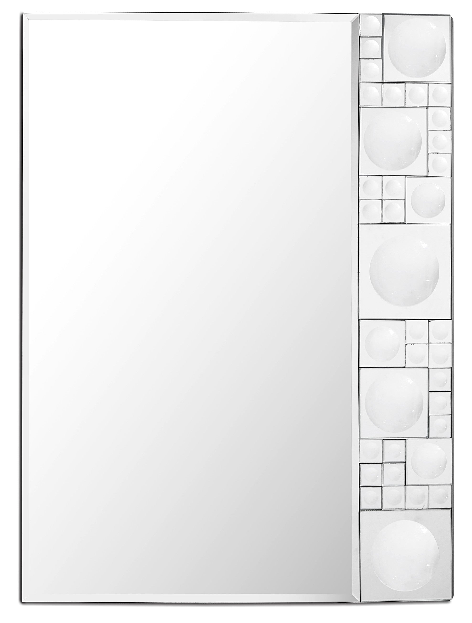 Clear Rectangle Circle & Tile Accent Glass Wall Mirror | 31.5