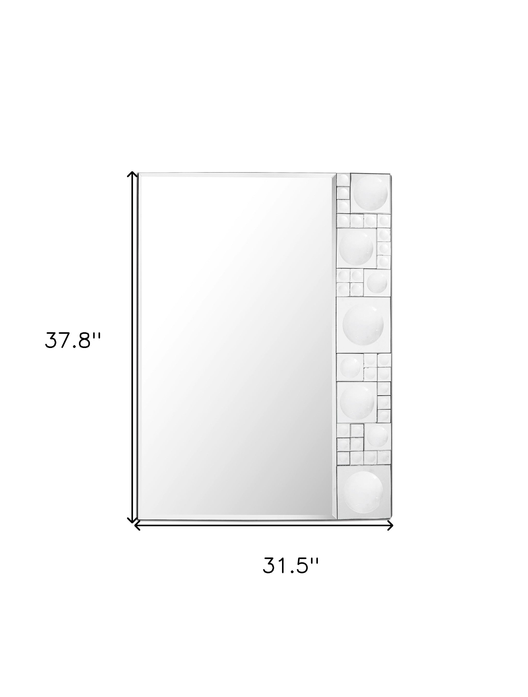 Clear Rectangle Circle & Tile Accent Glass Wall Mirror | 31.5