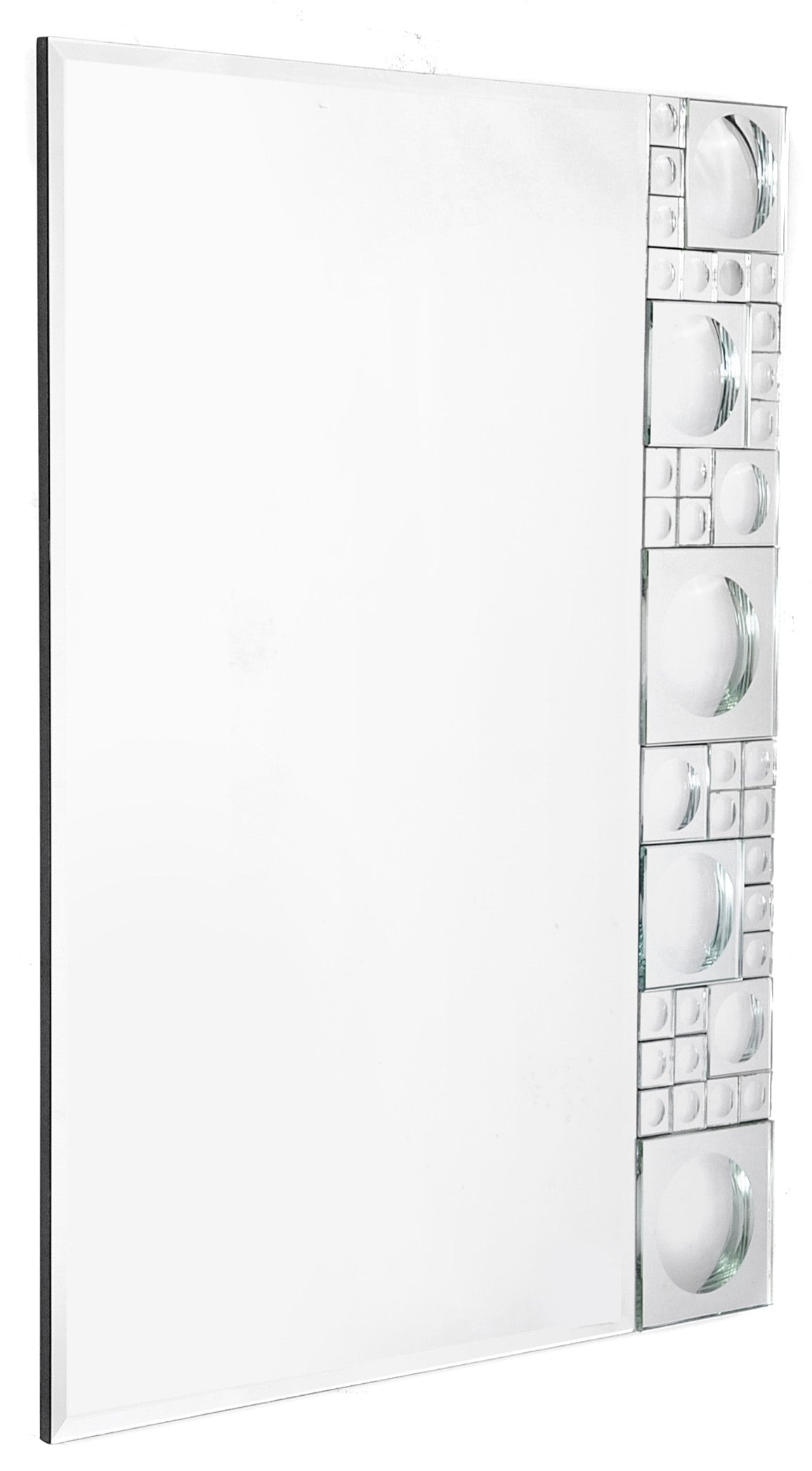 Clear Rectangle Circle & Tile Accent Glass Wall Mirror | 31.5