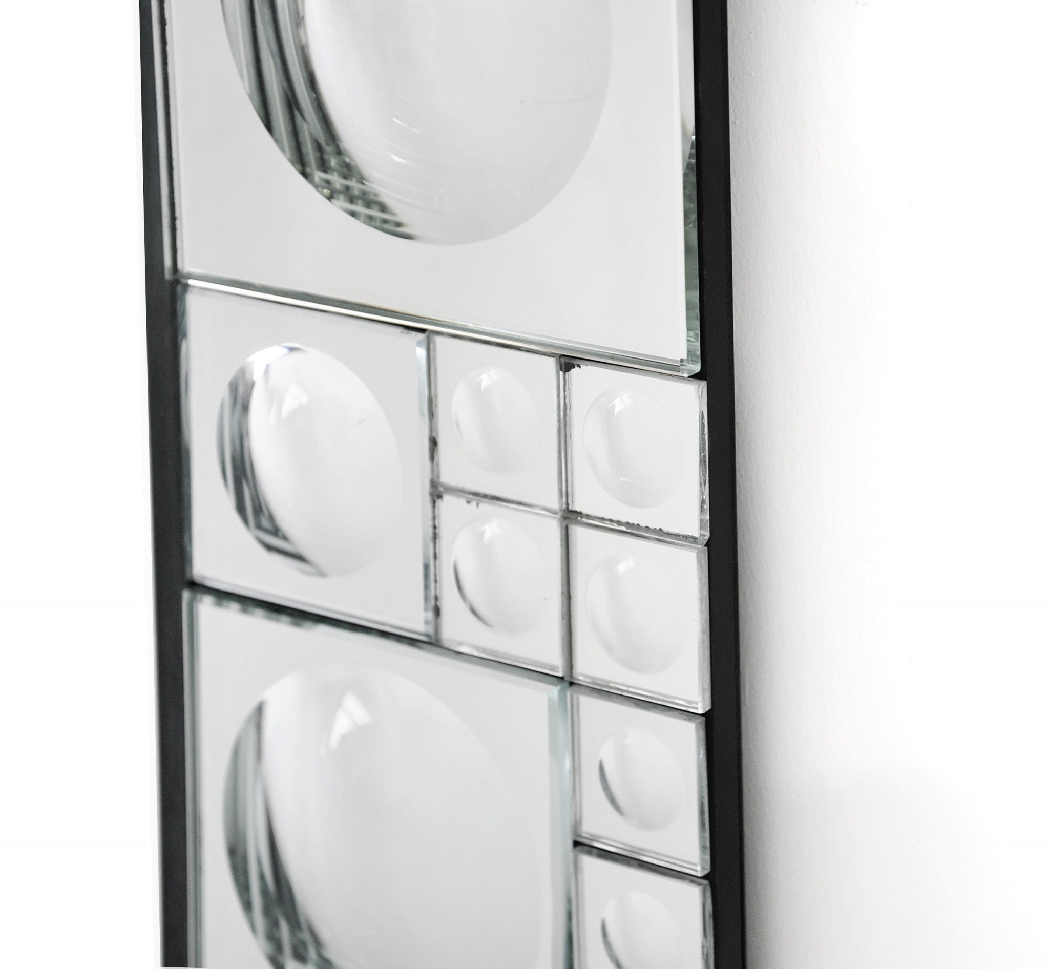 Clear Rectangle Circle & Tile Accent Glass Wall Mirror | 31.5