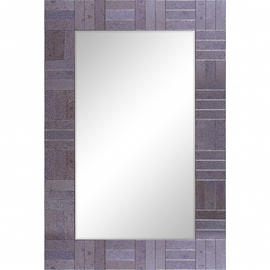 Gray Rectangle Tiled Accent Glass Wall Mirror | 24