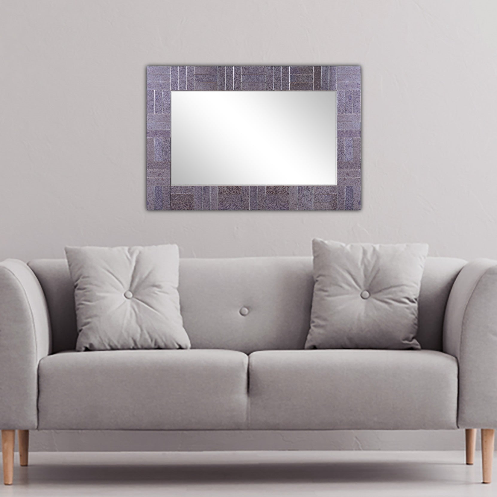 Gray Rectangle Tiled Accent Glass Wall Mirror | 24