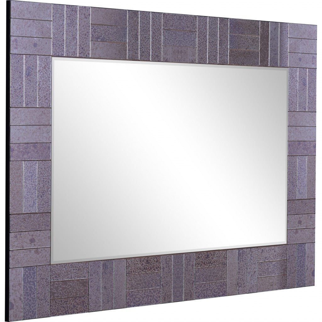 Gray Rectangle Tiled Accent Glass Wall Mirror | 24