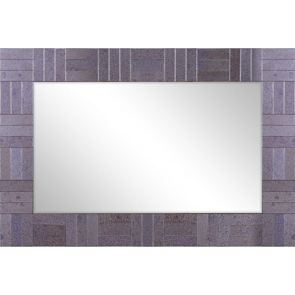 Gray Rectangle Tiled Accent Glass Wall Mirror | 24