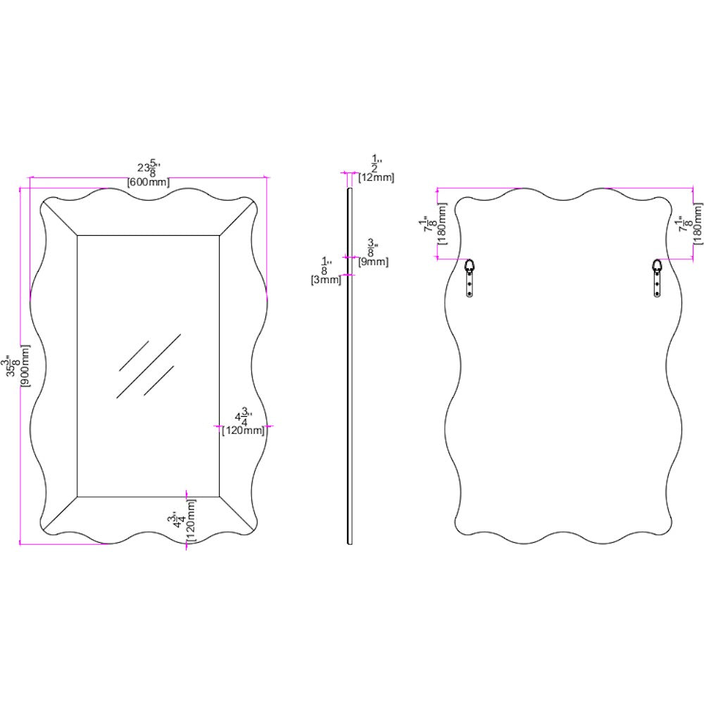 Clear Scalloped Edge Accent Glass Wall Mirror | 23.5